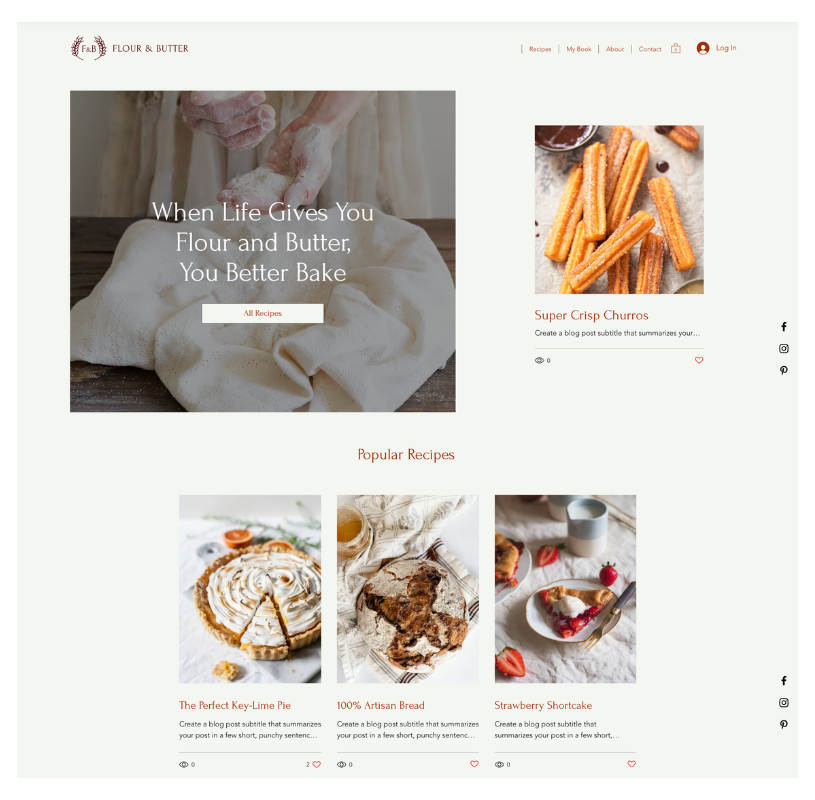 Wix Template Food Blog